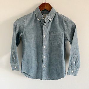 J. Crew Crewcuts Chambray Button Down Shirt Top 6-7 Blue 100% Cotton
